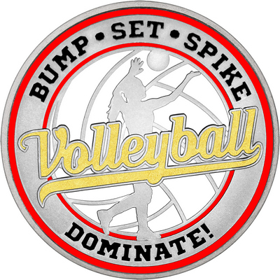 Gold "Volleyball" with Red Outer Circular Borders